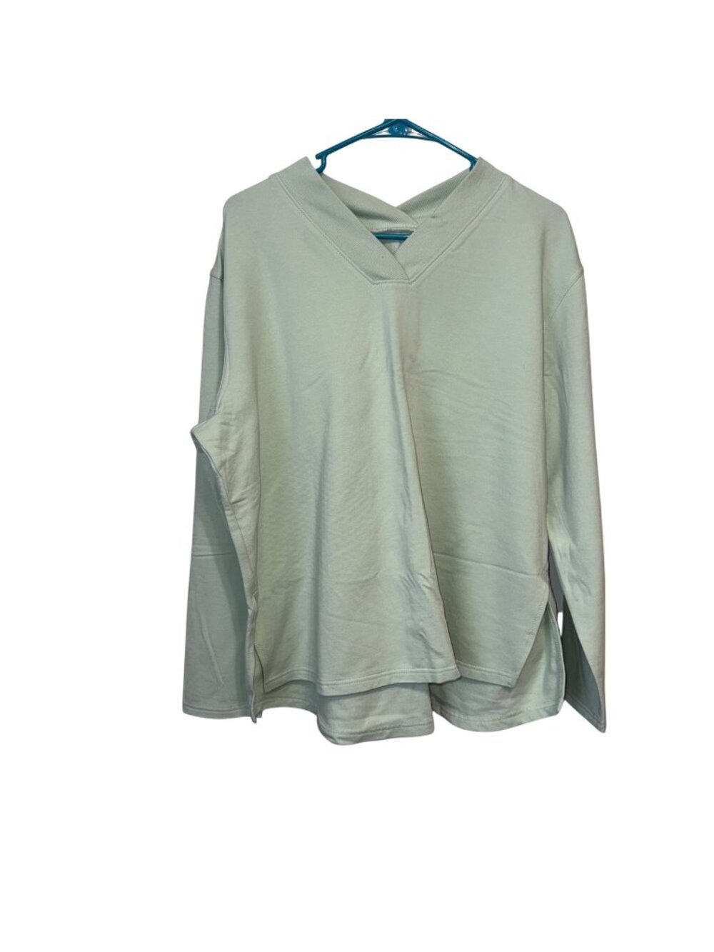 Earth Yoga Womens Mint Green Sustainable V-Neck Long-Sleeve Top XL